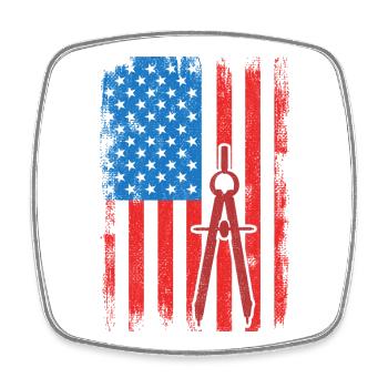 USA Patriotic Architect - Square fridge magnet - white - Front