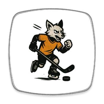 Wolfsjäger Hockey Vintage Wolf - Viereckiger Kühlschrankmagnet - Weiß - Vorne