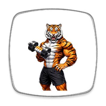 Muscle Tiger Gym Motivation Power Animal - Square fridge magnet - white - Front