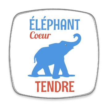 Zarter Herz-Elefant - Viereckiger Kühlschrankmagnet - Weiß - Vorne