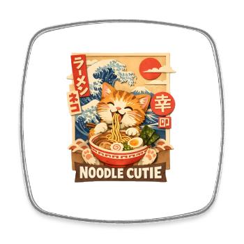 Ramen Nudeln Kawaii Katze Japanische Nudeln - Viereckiger Kühlschrankmagnet - Weiß - Vorne