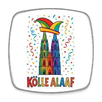 Kölle Alaaf Kostüm Kölner Dom Köln Karneval bunt - Viereckiger Kühlschrankmagnet - Weiß - Vorne