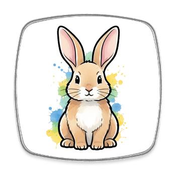 Aquarelle Aquarelle Bunny Art - Magnet carré - blanc - Devant