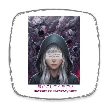 Vision Encapuchonnée : Rébellion Silencieuse - Magnet carré - blanc - Devant