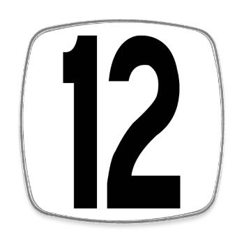 12 Numbers - Square fridge magnet - white - Front