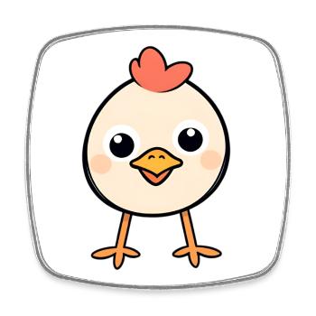 Kükenherz Cartoon Niedliches Huhn - Viereckiger Kühlschrankmagnet - Weiß - Vorne