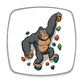 Funny Gorilla Bouldering Climbing Humor Shirt - Square fridge magnet - white - Front