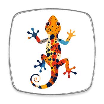 Bunter Gecko Farbexplosion Echse Kunst Motiv - Viereckiger Kühlschrankmagnet - Weiß - Vorne