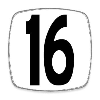 Six Sixteen Nummer 16 - Viereckiger Kühlschrankmagnet - Weiß - Vorne