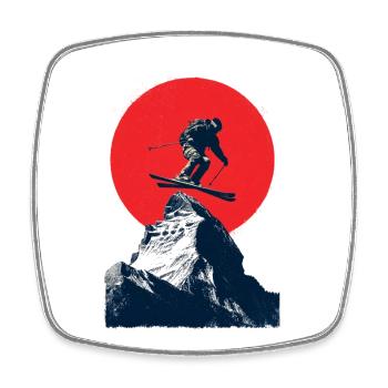 Saut à ski sur des sommets rocheux - Magnet carré - blanc - Devant