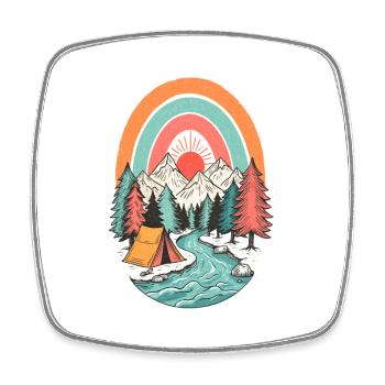 Mountain landscape camping in the Sonnenbogen - Square fridge magnet - white - Front