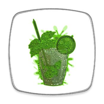 Labyrinthartiger Mojito - Viereckiger Kühlschrankmagnet - Weiß - Vorne