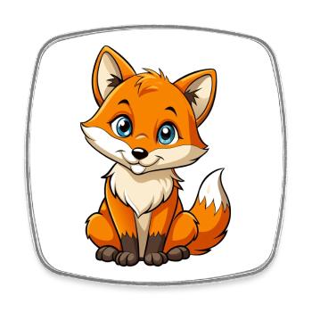 Baby fox - Square fridge magnet - white - Front