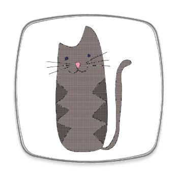 Zigzag Cat Gray Geometric - Square fridge magnet - white - Front
