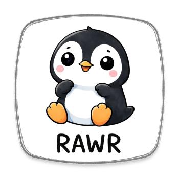 Süßer Pinguin Cartoon mit Seerose Lachen Freude - Viereckiger Kühlschrankmagnet - Weiß - Vorne