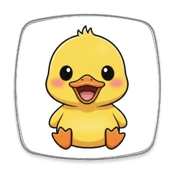 Cute Duck Cartoon Laughing Joy Roaring - Square fridge magnet - white - Front