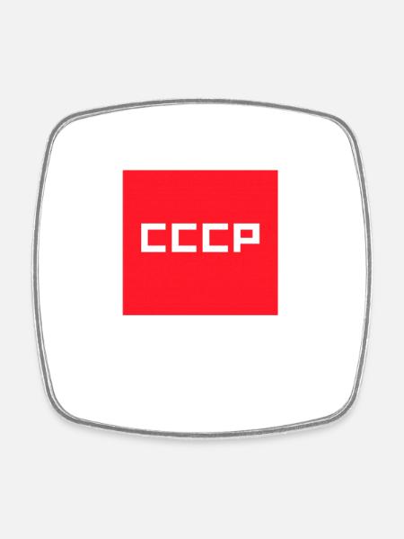 CCCP USSR Soviet Union Retro Red Square Emblem - Square fridge magnet - white