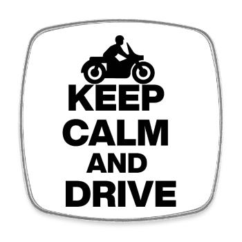 KEEP CALM AND DRIVE! MOTORCYCLE BIKER FREEDOM blak - Square fridge magnet - white - Front