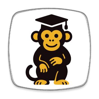 Graduation Monkey Icon Tee - Viereckiger Kühlschrankmagnet - Weiß - Vorne