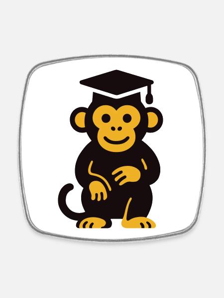 Graduation Monkey Icon Tee - Square fridge magnet - white