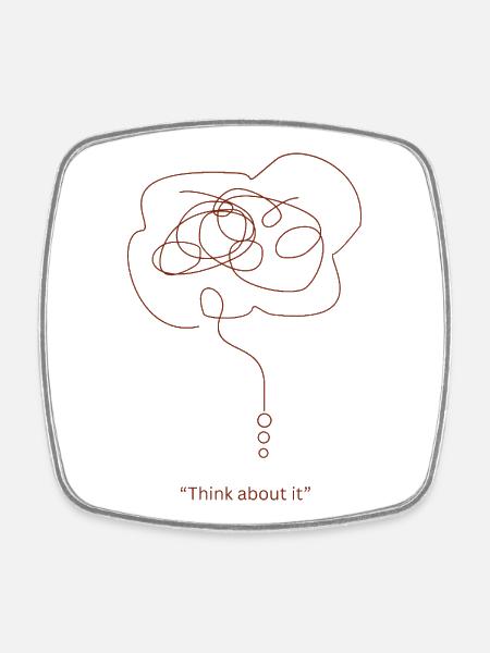 Dash Brain Doodle - Square fridge magnet - white