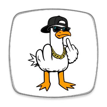 Coole Möwe Lustig Frech Mit Mittelfinger Shirt - Viereckiger Kühlschrankmagnet - Weiß - Vorne