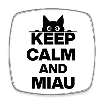 KEEP CALM AND MEOW! CAT LOVER CATLOVER black - Square fridge magnet - white - Front