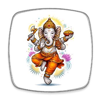 Ganesha – Dieu hindou de la sagesse dans le style artistique - Magnet carré - blanc - Devant