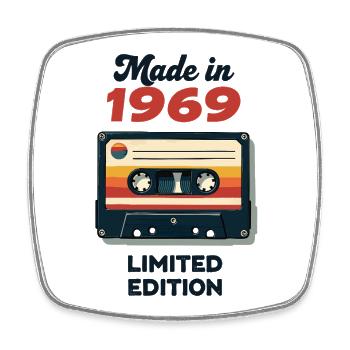 Made in 1969 – Vintage Cassette - Square fridge magnet - white - Front