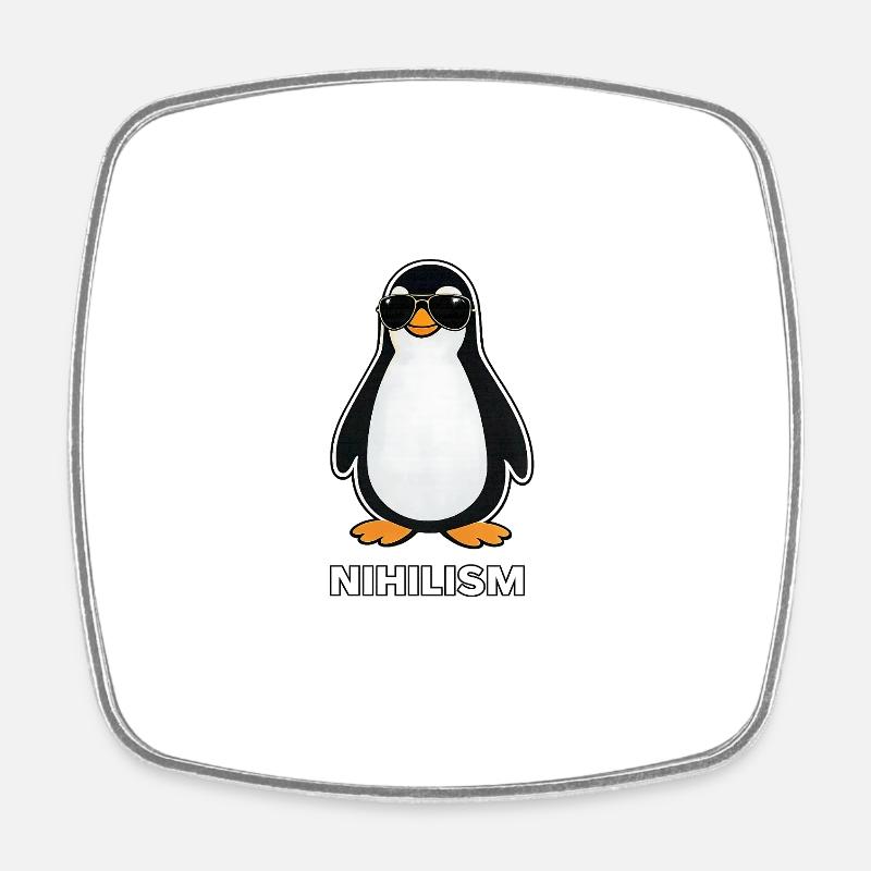 Le nihilisme du Pingouin en noir - Magnet carré - blanc