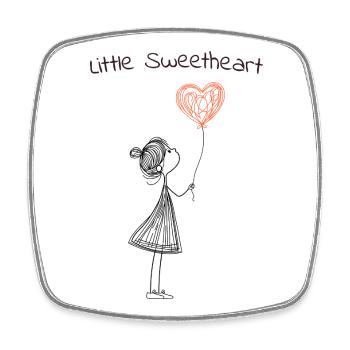 Little Sweetheart – Sweet Heart Balloon Motif - Square fridge magnet - white - Front