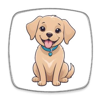 Cheerful puppy friend cartoon - Square fridge magnet - white - Front