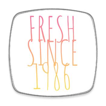 Fresh since 1986 - Viereckiger Kühlschrankmagnet - Weiß - Vorne