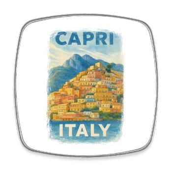 Capri Italy – Watercolor Travel Poster Mediterranean - Square fridge magnet - white - Front