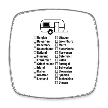 Europa-Checkliste – Campingziele zum Abhaken - Viereckiger Kühlschrankmagnet - Weiß - Vorne