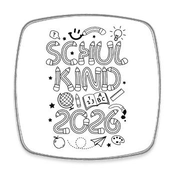 School Child 2026 Crayons School Enrollment Back to School - Square fridge magnet - white - Front