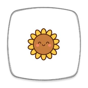 Gelbe Lächelnde Blume - Viereckiger Kühlschrankmagnet - Weiß - Vorne