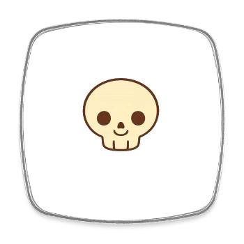 Kawaii Skull Beige Smile - Square fridge magnet - white - Front