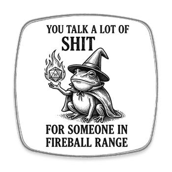 Fireball Range – Lustiger Frosch Magier RPG - Viereckiger Kühlschrankmagnet - Weiß - Vorne