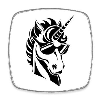 Einhorn mit Sonnenbrille Cool - Viereckiger Kühlschrankmagnet - Weiß - Vorne