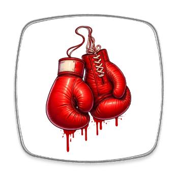 Red boxing gloves in graffiti style - Square fridge magnet - white - Front