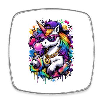 Pop Art Unicorn - Square fridge magnet - white - Front