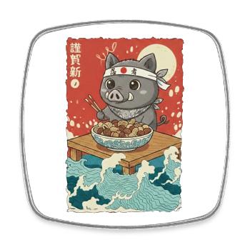 Anime Wild Boar - Square fridge magnet - white - Front