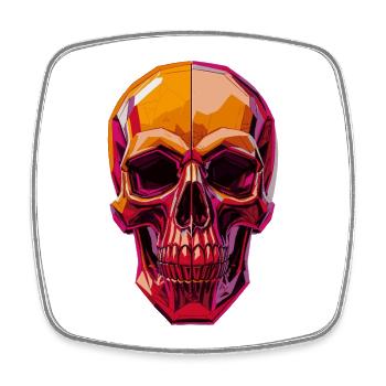 Polygon Skull – Geometrisches Schädelmotiv - Viereckiger Kühlschrankmagnet - Weiß - Vorne
