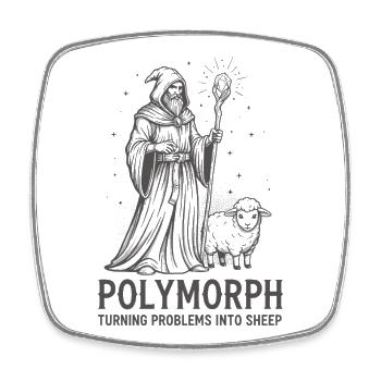 Polymorph Wizard – Turning Problems into Sheep - Viereckiger Kühlschrankmagnet - Weiß - Vorne
