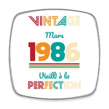 Anniversaire 40 ans - Vintage - Mars 1986 - Magnet carré - blanc - Devant