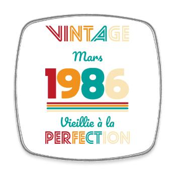 Anniversaire 40 ans - Vintage - Mars 1986 - Magnet carré - blanc - Devant