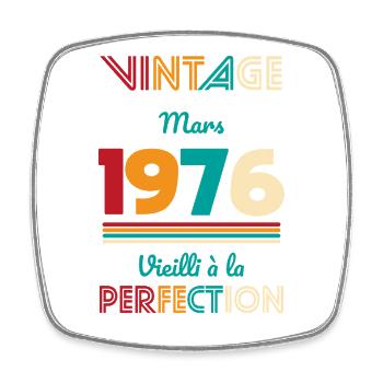 Anniversaire 50 ans - Vintage - Mars 1976 - Magnet carré - blanc - Devant