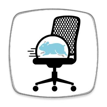Hamster wheel on office chair - Square fridge magnet - white - Front