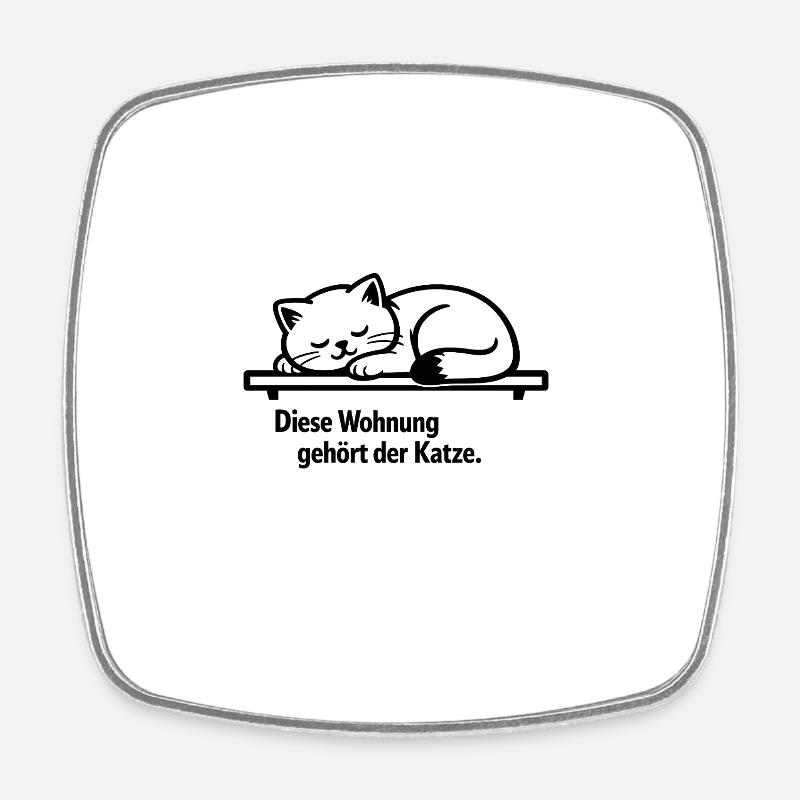 Cat staff - Square fridge magnet - white